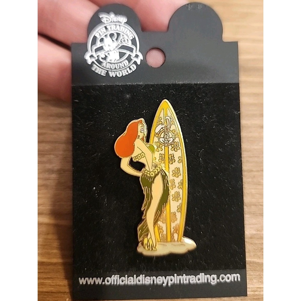 Rare Disney Pin Jessica Rabbit on Beach with Surfboard new on card L6